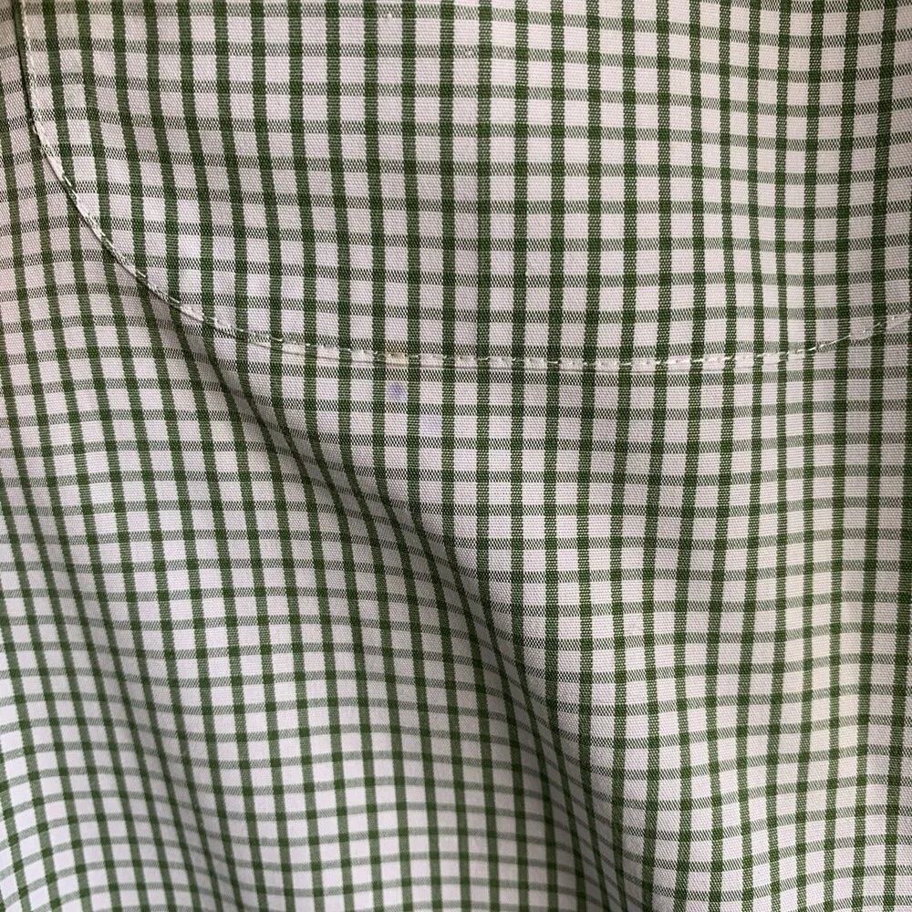 BROOKS BROTHERS THE ORIGINAL POLO SHIRT Mens 16/35 LONG SLEEVE Green Checked - Picture 3 of 8
